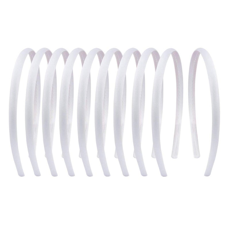 Suyegirl 20 PCS 1 CM White Plain Satin Headbands Fabric Hard Head Bands Solid Color White Hoop DIY Craft Hairbands Hair Pieces for Women Girls - Image 1
